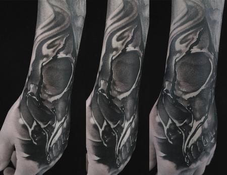 Mike Demasi - Black and Gray Skull Hand Tattoo Mike DeMasi Art Junkies Tattoo